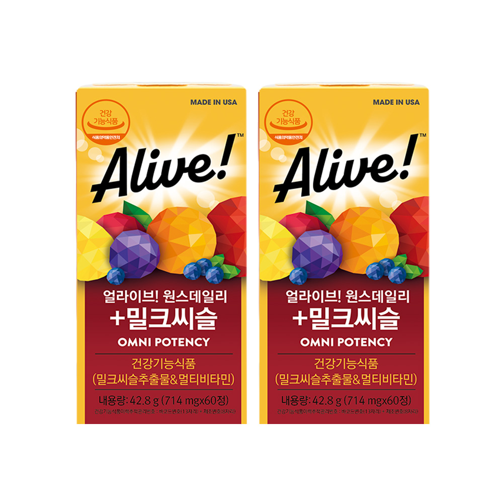 [얼라이브] 원스데일리 <b>밀크씨슬</b> 복합 기능성 60정X2개