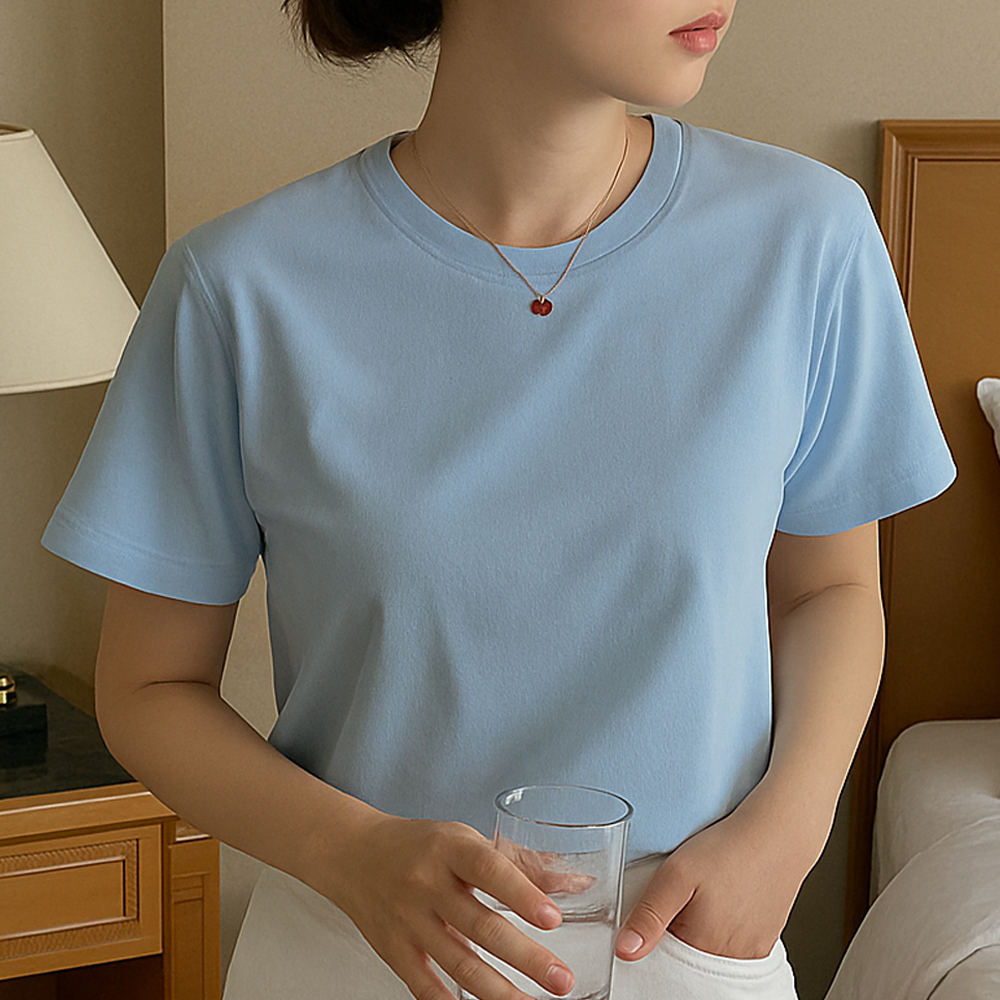 무지 모달 반팔 티셔츠 흰티 베이지 하늘색 면 기본 봄