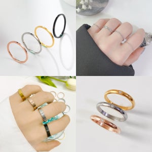 써지컬 커플 우정 여자 남자 링 패션 실 민자 컷팅 레이어드 큐빅 반지 신제품 추가