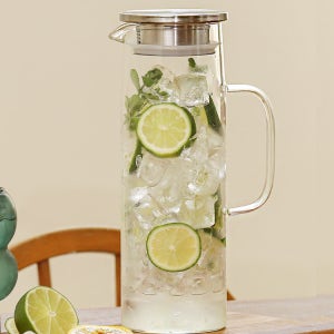 내열유리 카페물통 냉장고물병 차거름망 유리저그 1000ml