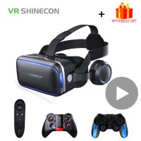 샤인콘 6 0 casque vr 가상 현실 안경 3d 고글 스마트 폰용 헤드셋 헬멧 viar 쌍안경 비디오 게임