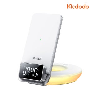 [맥도도] 15W 고속 무선충전 LED 무드등 접이식 탁상용 알람 시계