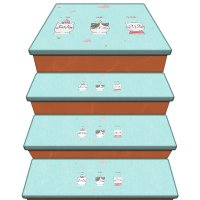 만화 계단 단계 매트 접착제 무료 자체 접착 미끄럼 방지 매트 계단 단계 스틱 단단한 나무 계단 카펫 전체 상점 사용자 정의 가능