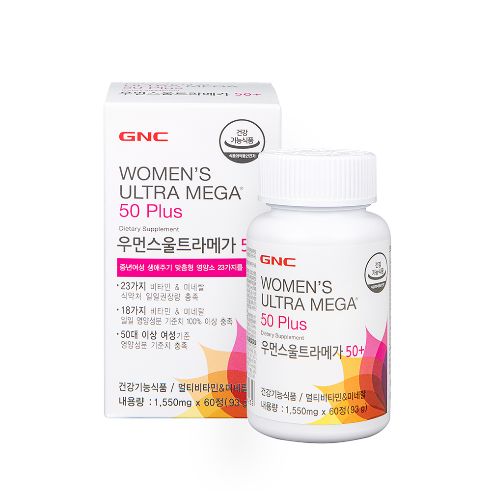 GNC 우먼스울트라<b>메가</b> 50+ 멀티<b>비타민</b> 60정, 1개