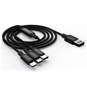 3in1 멀티 충전케이블 메탈 + 패브릭 3가지 기기 동시충전 1.5m