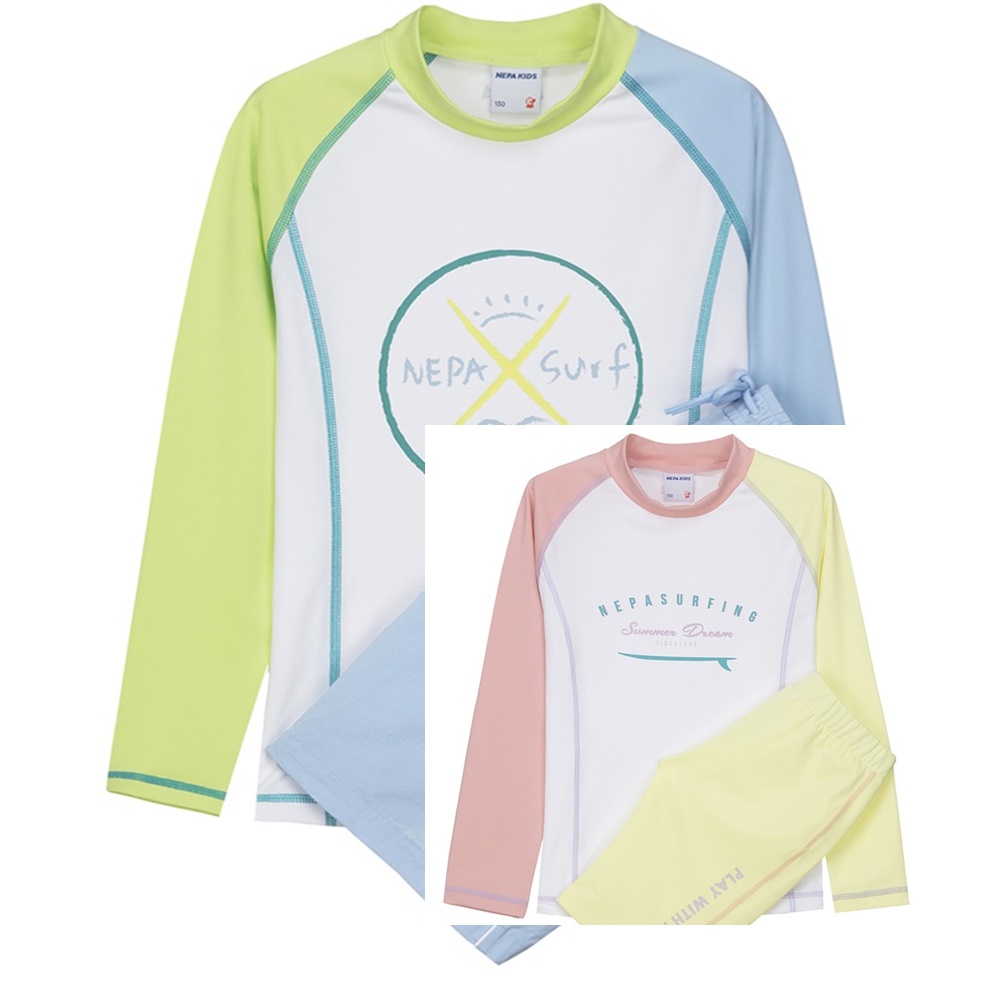 네파 키즈 NEPA Kids 아동 주니어 초등 남아 래쉬가드 수영복 상하세트
