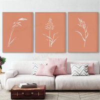 인테리어 포스터 botanical line art set poster terracotta printable wall art burnt orange rust color home