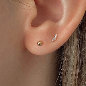 14k 미니 큐빅 라인 피어싱 귀걸이 두께