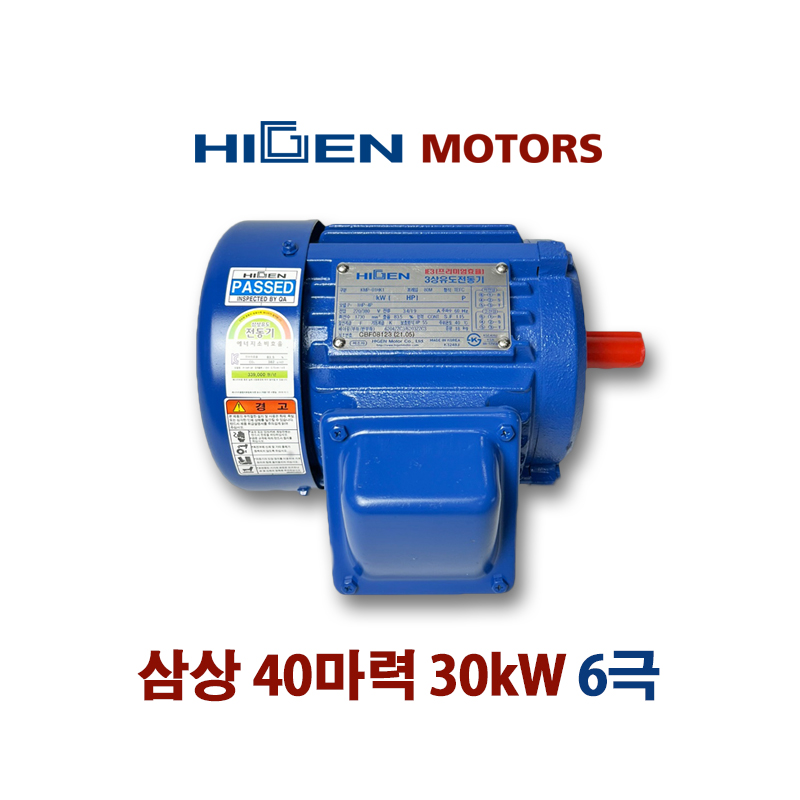 하이젠모터 40마력 40HP 30kW 6P 380V 60Hz 200L삼상유도전동기 수평
