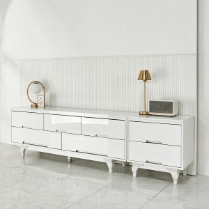 레즐리 2200 와이드 높은 2단 거실장 세트 NP22108