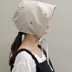 온보네흐 플라워 자수 린넨 보닛 여성 봄 여름 끈 버킷햇 보넷모자