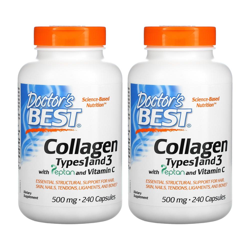 닥터스베스트 <b>콜라겐</b> 타입 <b>1형</b> 및 <b>3형</b> 펩탄 &amp; 비타민C <b>500mg</b> 240캡슐 2병