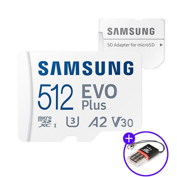 삼성 마이크로 SD카드 신형 EVO PLUS 512GB 스마트폰 외장메모리카드 512기가+리더기