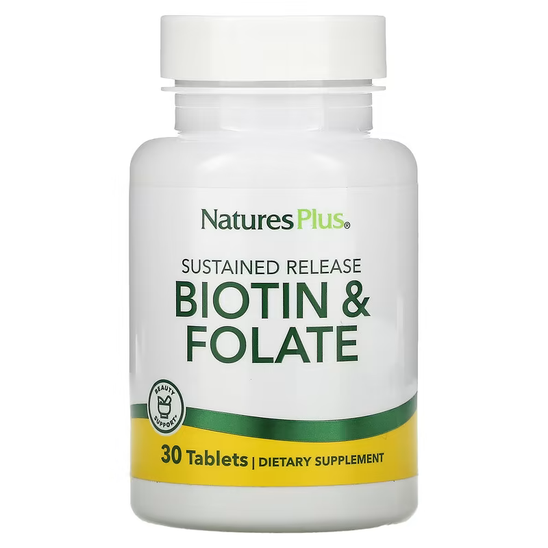 NaturesPlus 서방형 <b>엽산</b> 비오틴 30정 <b>메틸</b> 활성 폴레이트
