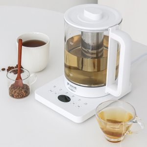 키친아트 분유포트 스텐 내열유리 전기포트 커피 포트 무선 주전자 티 화이트