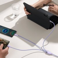 베이스어스 플래쉬시리즈2 C타입+USB to 3in1 100W 고속충전멀티케이블 1.2m