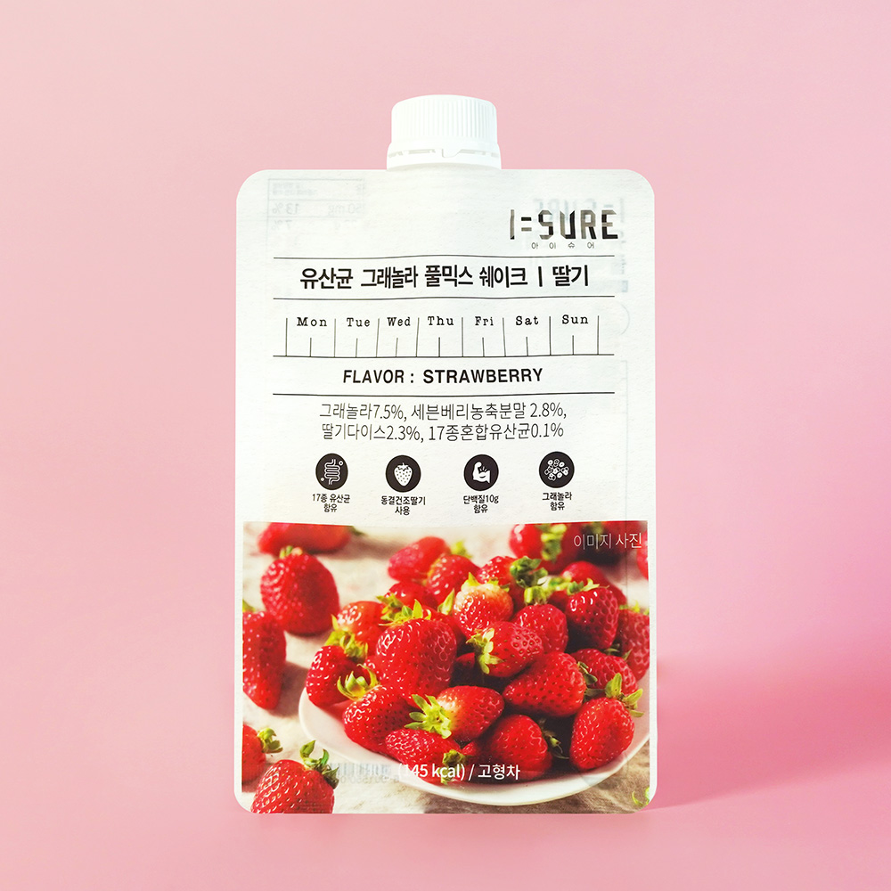 [아이슈어] 유산균 그래놀라 풀믹스 딸기 쉐이크 7입x40g