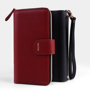 엘지 10포켓 스트랩 포함 지퍼 가죽 지갑 케이스 피렌체 블랙, LG Q52