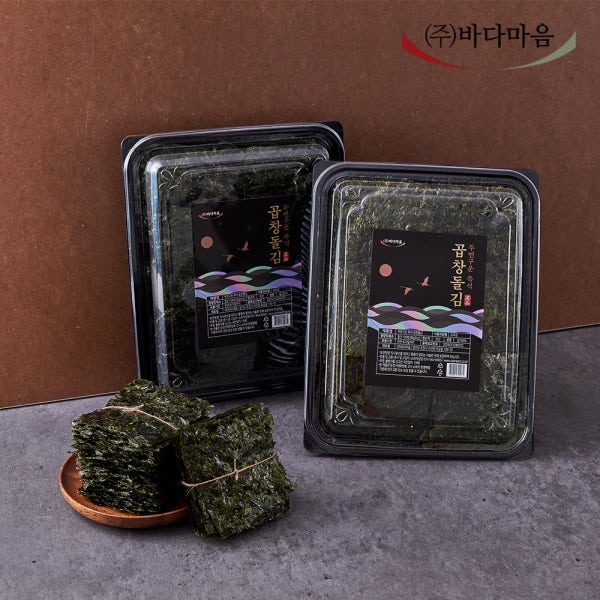 바다마음 먹기좋게 자른 두번구운 25년 햇 즉석 곱창돌김