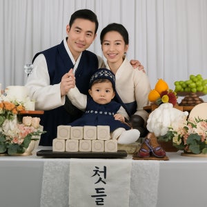 가족 3인 4인 여아 남아 한복 대여 돌 촬영 사진 잔치-아라한복전문점 사피니아
