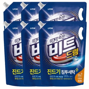 때가 쏙 비트 진드기 침투세탁 액체세제 드럼용 리필2L 6개