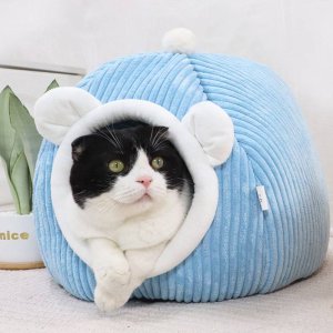 따뜻한 벨벳 극세사 강아지 고양이 동굴 하우스