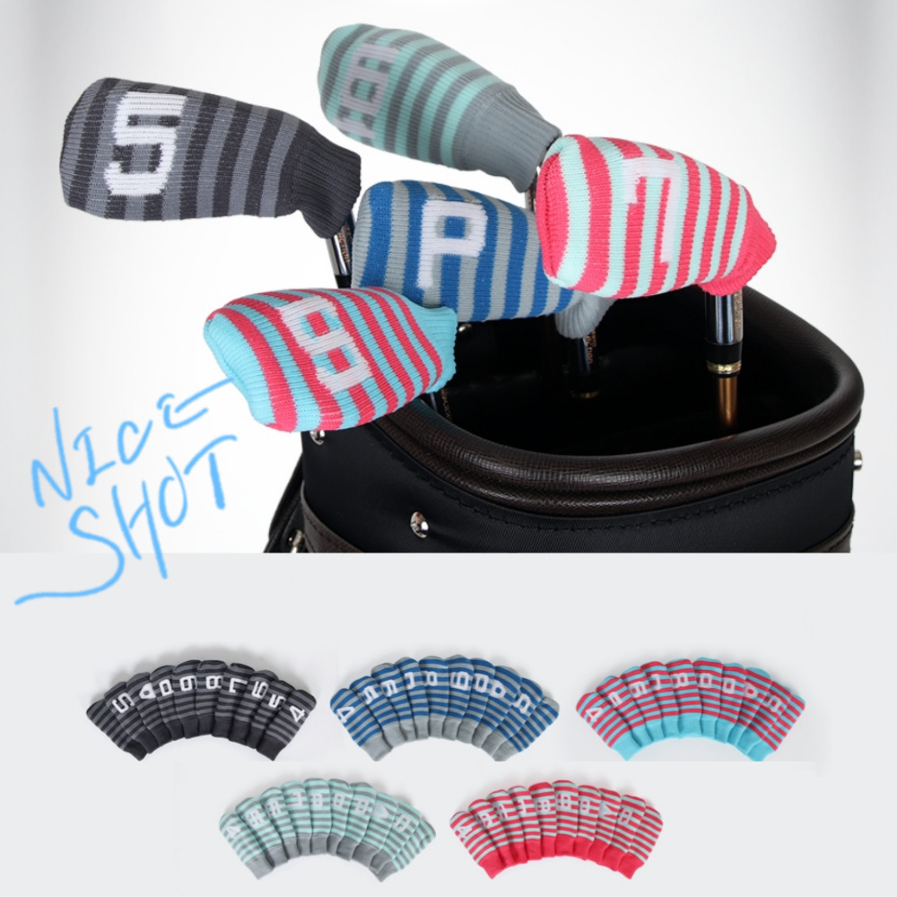 아이언커버세트 양말모양 니트 직조 헤드 보호 카바 골프채 아이언 클럽 양말형 커버