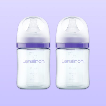 란시노 유리젖병 160ml 2P 신생아 아기(젖꼭지 S포함) 역류 방지 젖병