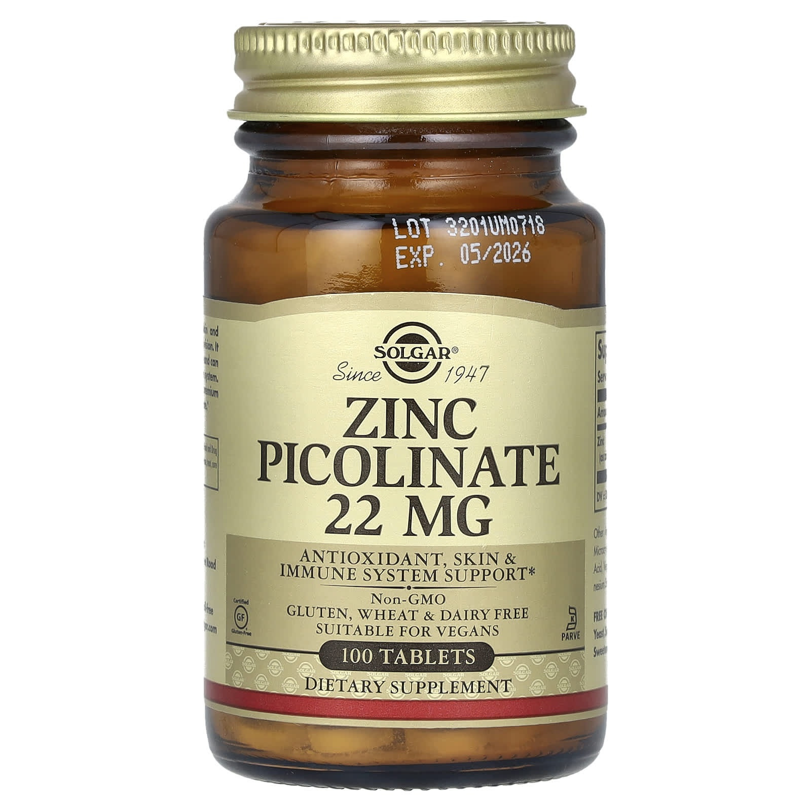 솔가 피콜린산 아연 피콜리네이트 22mg 100타블렛 x 2병 Zinc Picolinate