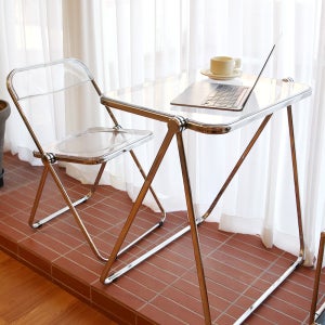 알엠즈 에이드 투명 접이식 책상 다용도 철제 아크릴 미니 간이 탁자 테이블