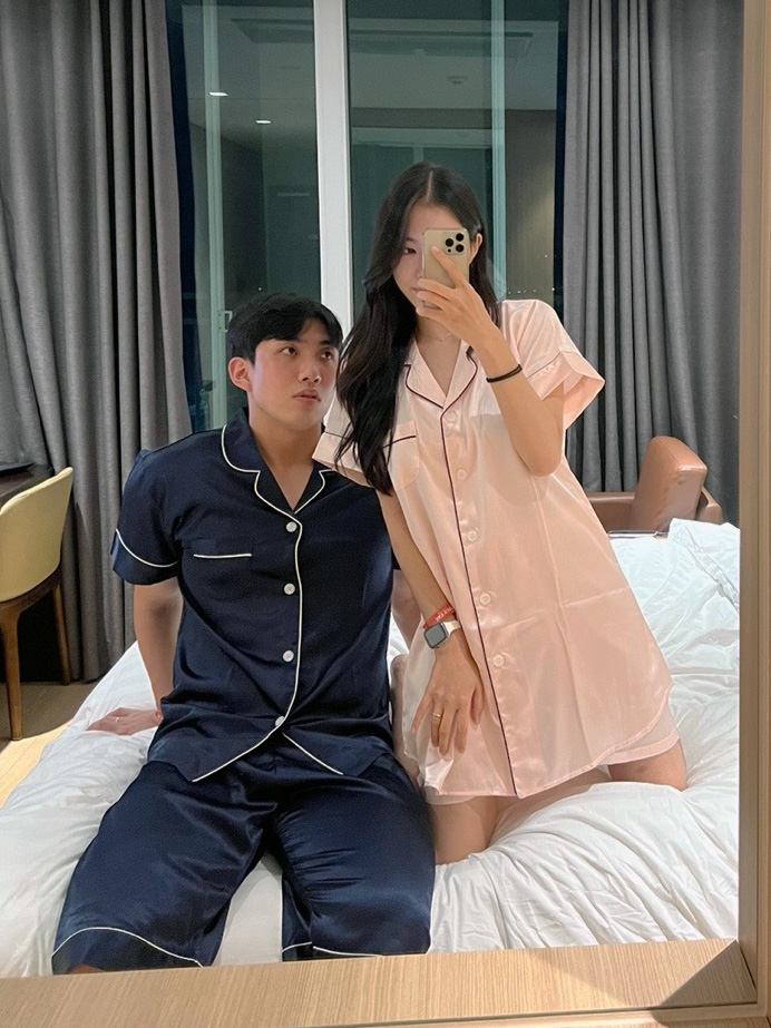 (반팔/긴팔)실크잠옷 원피스파자마 신혼부부커플잠옷