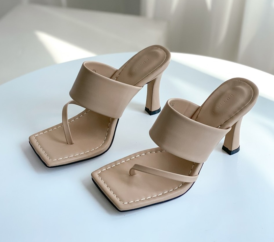 여성샌들슬리퍼 라운드 스트랩 하이힐 굽 8cm