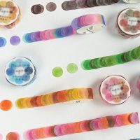 원형 수채화 마스킹테이프 수채 물감번짐 잉크 스티커 테이프
