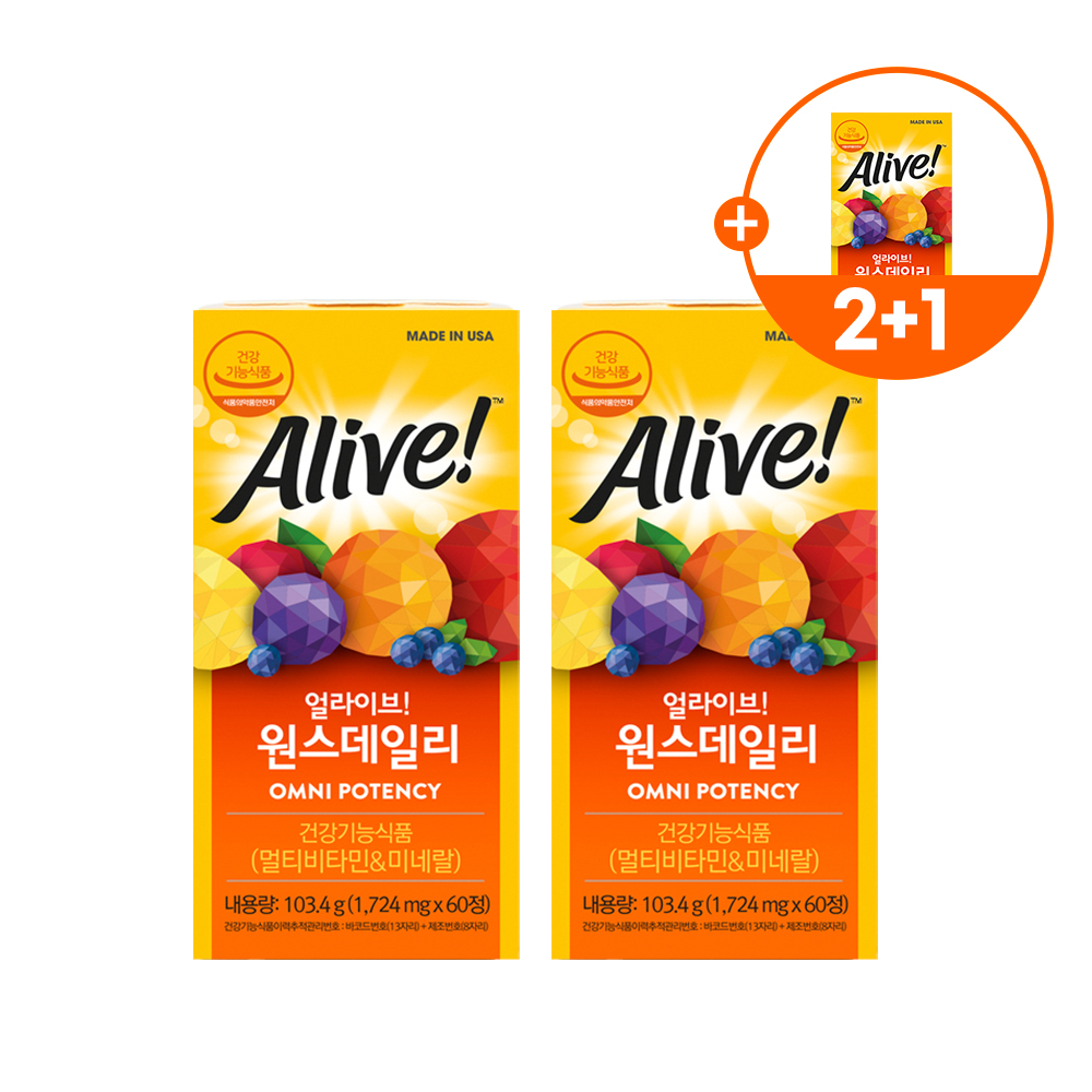 얼라이브 원스데일리 60정 2+1 멀티 남녀공용 종합 비타민