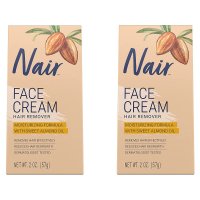 Nair 페이스 왁싱크림 순한피부용 보습진정 아몬드오일함유 솜털잔털왁싱제 57g 2개