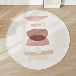 먼지없는 항균 발수 감성 아트 노티스 원형 러그 95cm