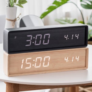 플라이토 오블롱 우드 인테리어 LED 터치센서 무소음 탁상시계 귀여운 알람시계 38cm