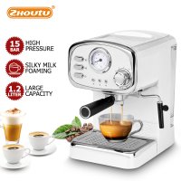 커피머신 휴대용 가정용 원두커피 zhoutu 에스프레소 with steam wand hot water temperature meter 15 bar 메이커 카푸치노