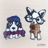 빅사이즈 강아지와펜 열접착식 스팽클강쥐와펜 의류부자재 아동복리폼 DIY옷리폼