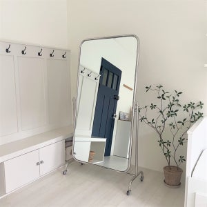 스틸앤 MR01 스텐 폴리싱 이동식 경사조절 전신거울 옷가게 셀카촬영 다용도