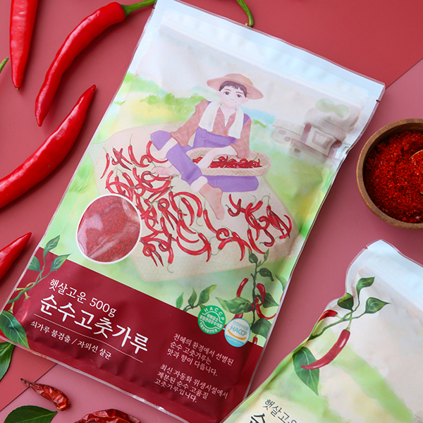 25년 국산 햇고춧가루 강화 햇고추가루 김장용 요리용 보통맛 매운 굵은 고춧가루 500g