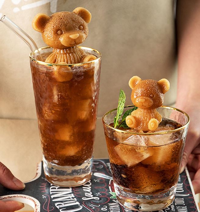 곰돌이 장미 로즈 플라워 홈 카페 베어 얼음틀 아이스 몰드 트레이 커피 얼음 메이커 통