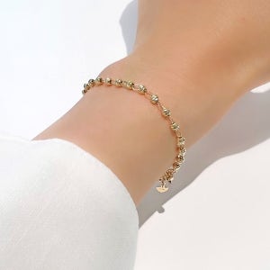 14k 18k 컷팅 볼 체인 팔찌 여자 데일리 레이어드