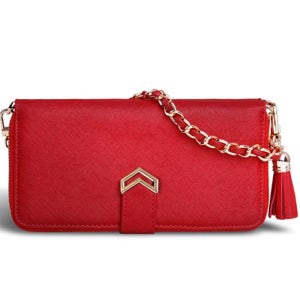 11포켓 지퍼 가죽 지갑 케이스 브이탑 레드, 갤럭시S10e