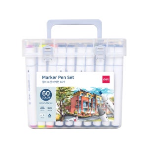 델리 삼각 트윈 드로잉 마카펜 세트 60색 70803 미술 디자인 마커