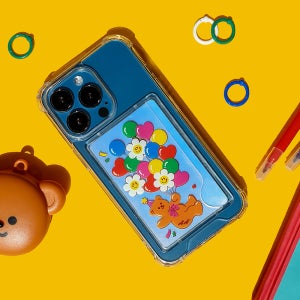 [위글위글] 핸드폰 주문제작 투명 카드케이스 아이폰7/8/SE2/SE3 - Balloon Bear