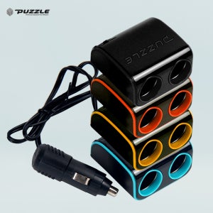 CDC 카테코 퍼즐 차량용 2구 멀티소켓 충전 시거잭 LED 무드