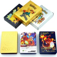 포켓몬 메탈 카드박스 컬렉션 55pcs 영어 VMAX GX 골드 블랙 실버 피카츄 장난감 선물