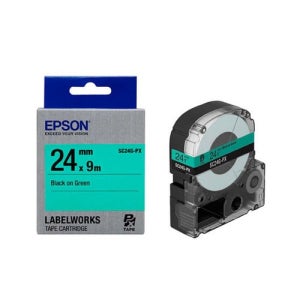엡손 라벨테이프 SC24G-PX 24mmX9m 초록 검정