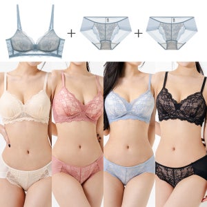비너스 노와이어 레이스 몰드 풀컵 브라렛 A컵 B컵 C컵 브라1 팬티2 세트 예쁜 편한